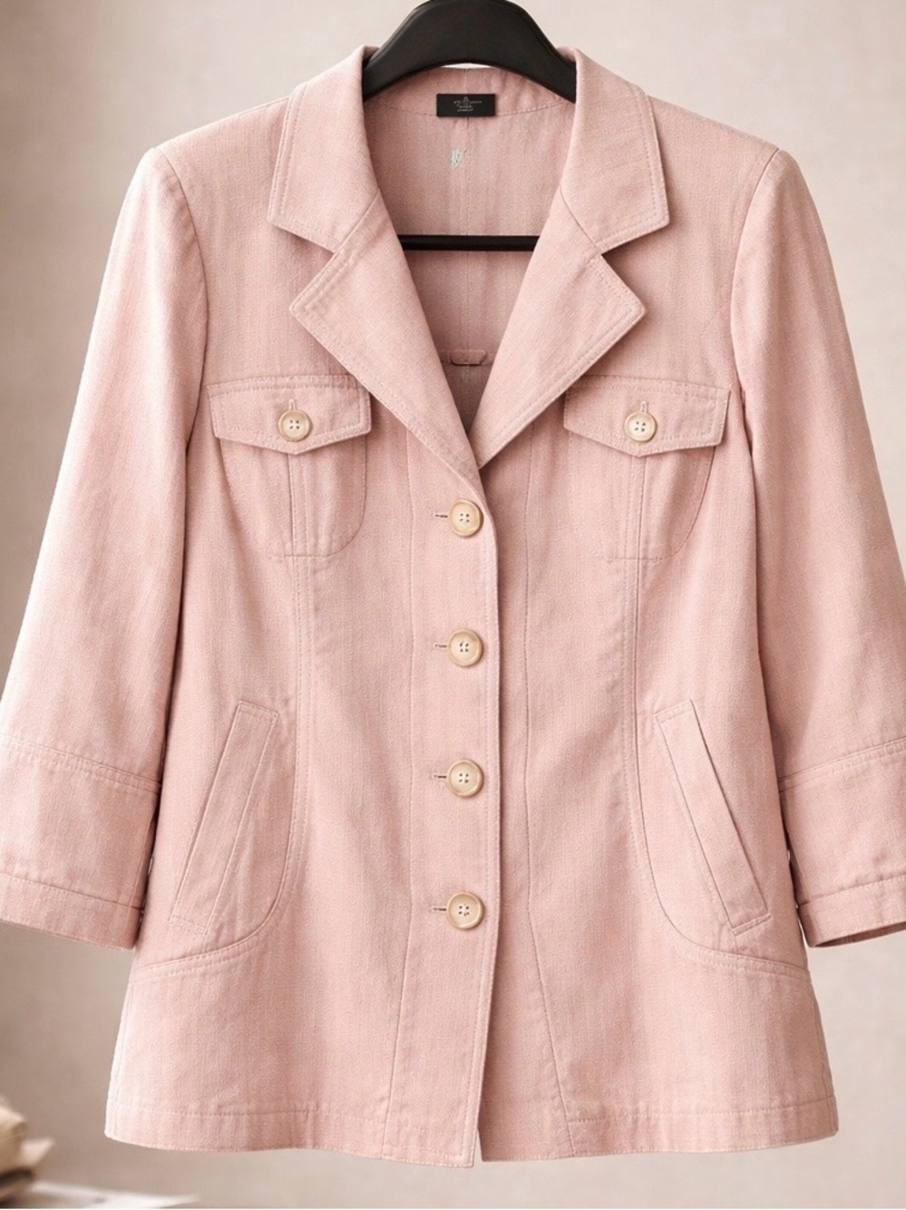 Kello Blush Pink Tailored Button-Front Blazer Jacket